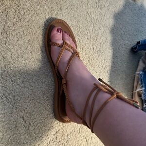 Brown lace sandals